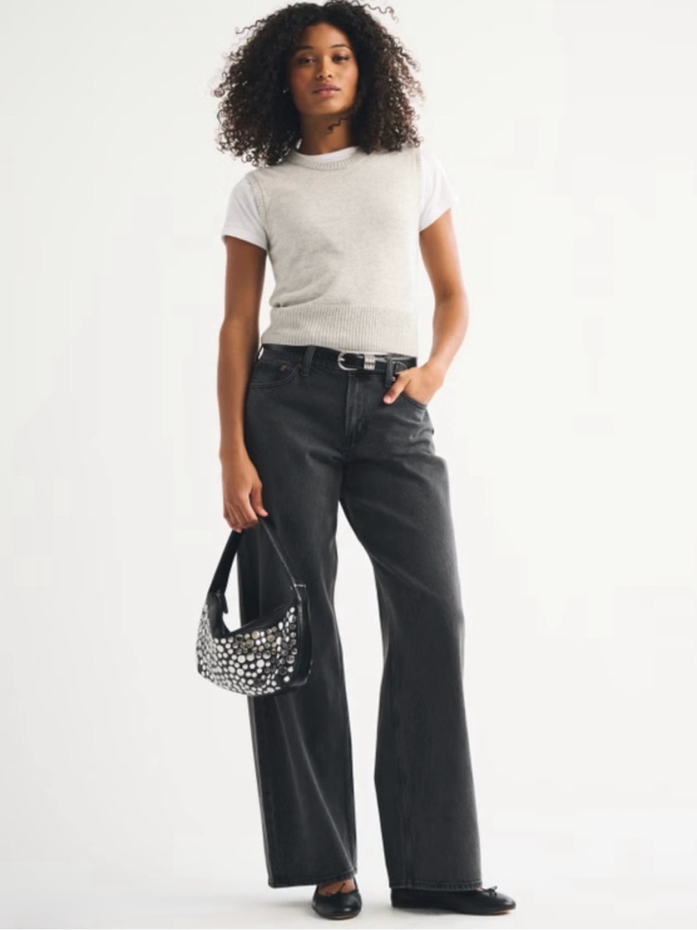 Abercrombie & Fitch Black curve love low rise ultra loose jean